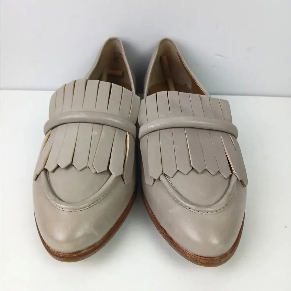 G.H. Bass Women's SZ 10 Genuine Leather Hope Kiltie Fringe Loafers In Beige NEW